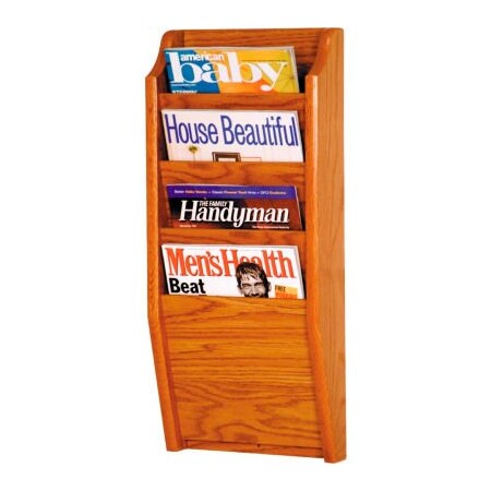 Wooden Mallet 4 Pocket Oak Wall Rack Medium Oak MR24-4MO